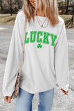 White St. Patricks LUCKY Graphic Corded Sweatshirt Aaria Tees