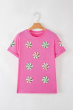 Sachet Pink Sequined Peppermint Pattern Christmas Custom T Shirt Aaria Tees