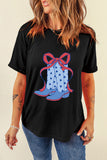 Boot Graphic Round Neck Short Sleeve T-Shirt Aaria Tees
