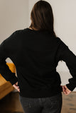 Black Chenille Game Day Graphic Drop Shoulder Sweatshirt Aaria Tees