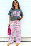 Medium Grey MAMA Letter Graphic Tee Camouflage Print Loose Pant Set - Aaria Tees Aaria Tees