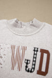 Gray WWJD Mix Pattern Letter Graphic Exposed Seam Loose Plus Size Sweatshirt - Aaria Tees Aaria Tees