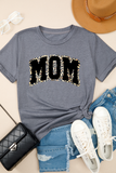 Gray Leopard MOM Graphic Crewneck Mothers Day T Shirt Aaria Tees