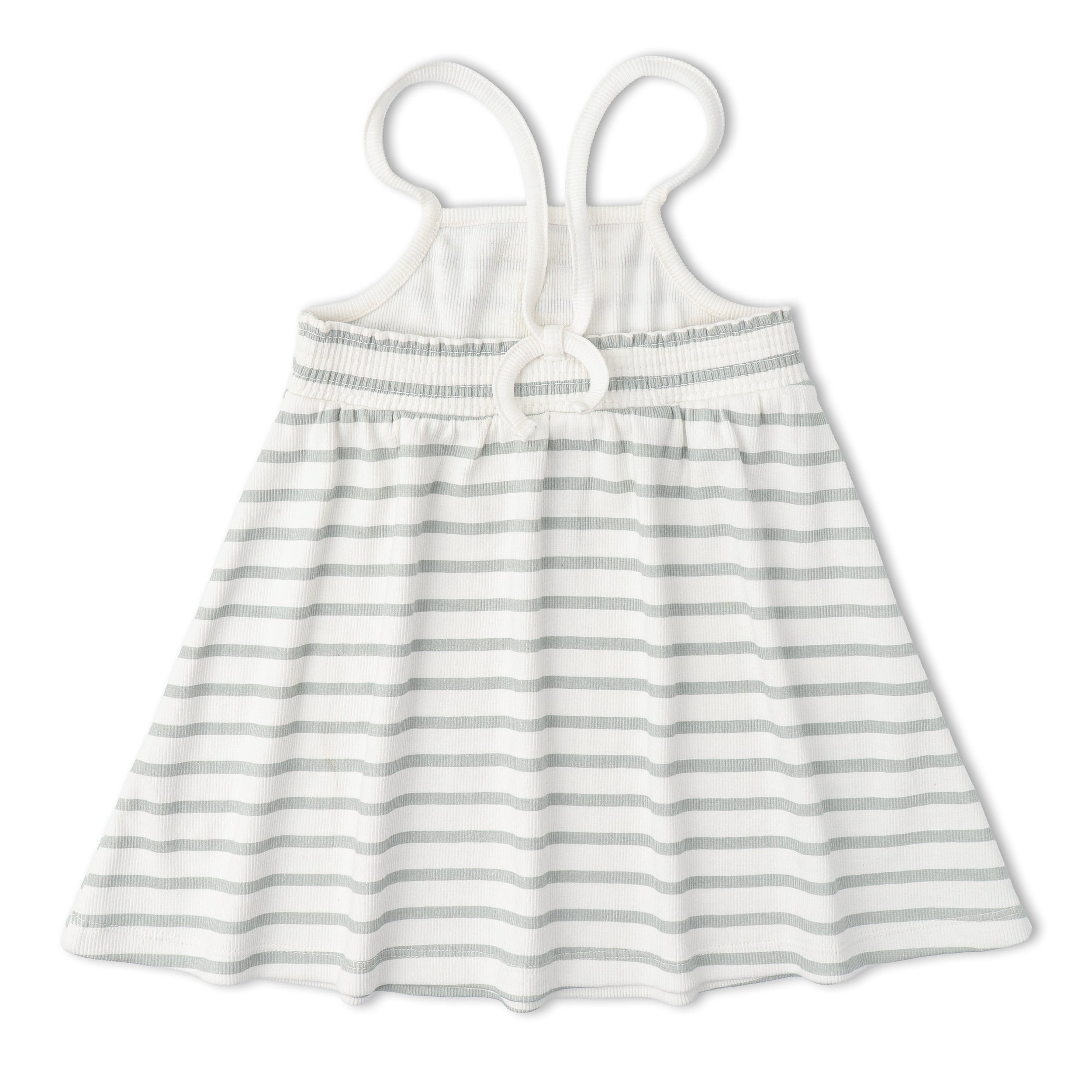 Organic Tie-Back Strap Dress - Fog Stripes - Aaria Tees Aaria Tees