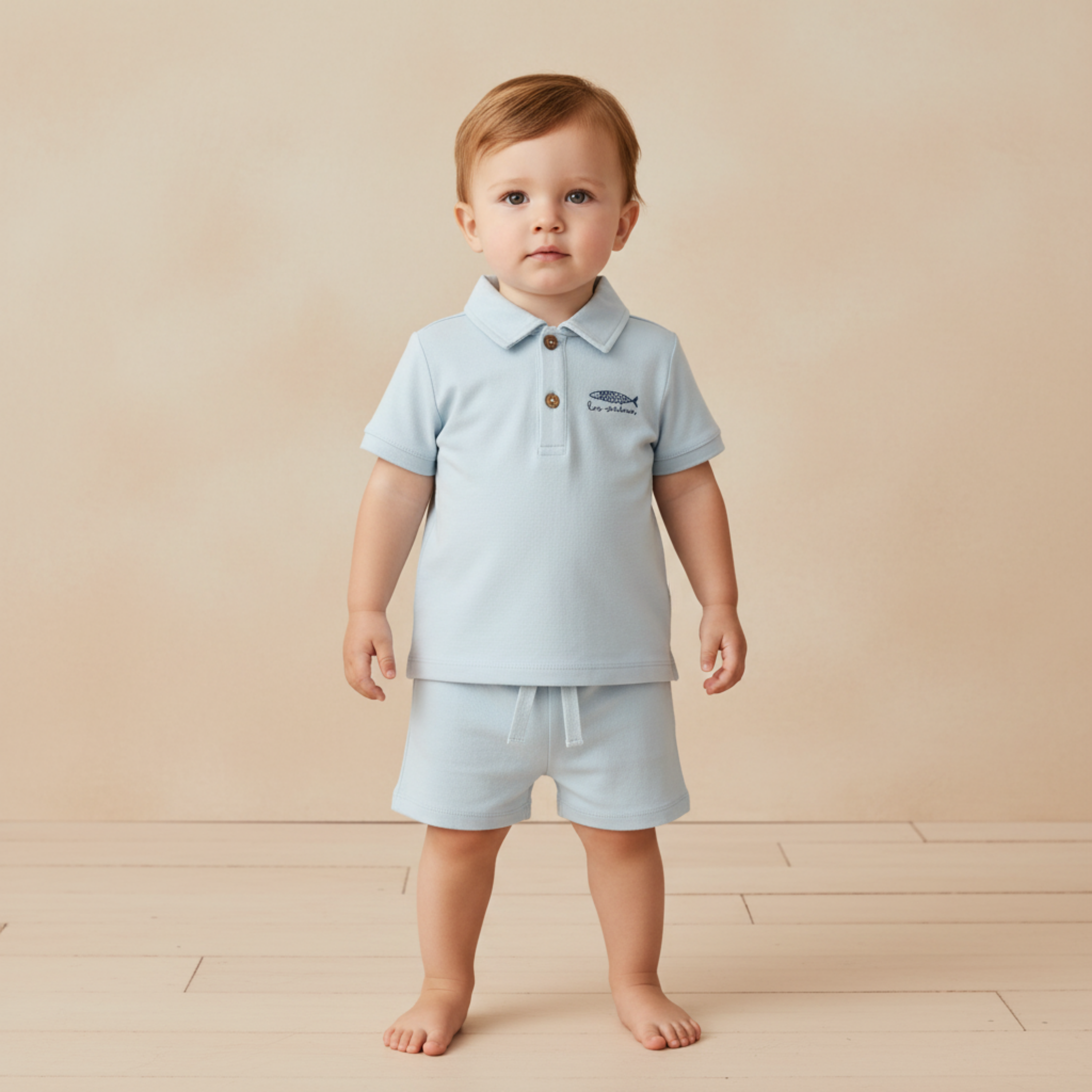 Organic Polo Shirt & Shorts Set - Light Blue - Aaria Tees Aaria Tees
