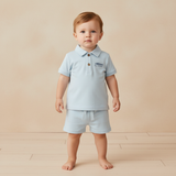 Organic Polo Shirt & Shorts Set - Light Blue - Aaria Tees Aaria Tees