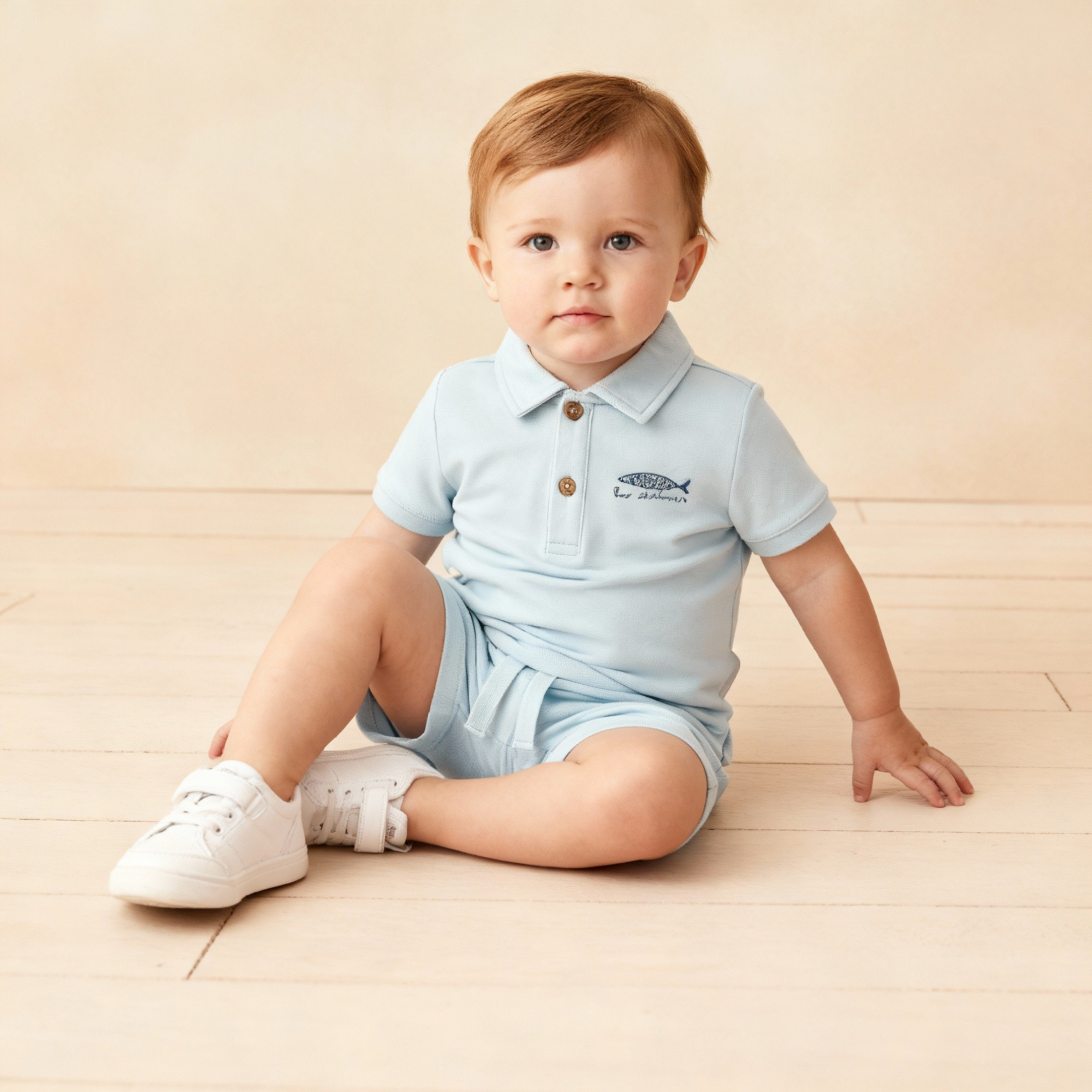 Organic Polo Shirt & Shorts Set - Light Blue - Aaria Tees Aaria Tees