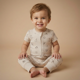 Organic Short Sleeve Zip Romper - Rodeo - Aaria Tees Aaria Tees