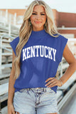 Sky Blue KENTUCKY Leopard KY Double Side Printed Mock Neck Tee Aaria Tees