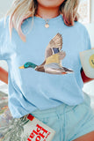 Light Blue Flying Mallard Print Western Graphic Tee - Aaria Tees Aaria Tees