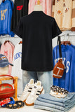 Black Sequin Basketball Patched Graphic Game Day T Shirt - Aaria Tees Aaria Tees