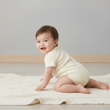 Organic Short Sleeve Bubble Romper - Dotty Gingham - Aaria Tees Aaria Tees