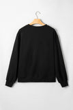 Color black Embroidered Spooky Season Graphic Long Sleeve Round Neck Pullover Sweatshirt - Aaria Tees Aaria Tees
