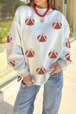 Light Grey Sequin Bow Pumpkin Patch Color Block High Neck Sweatshirt - Aaria Tees Aaria Tees