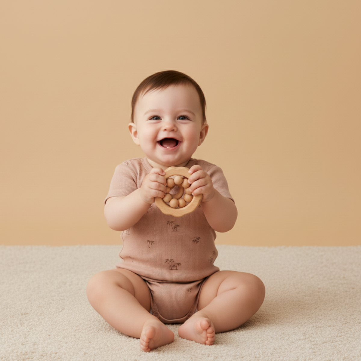 Organic Short Sleeve Bubble Romper - Island Palm - Aaria Tees