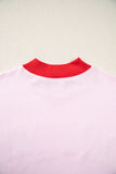 Pink Polka Dot Letter Graphic Colorblock Tunic Sweatshirt - Aaria Tees Aaria Tees