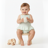 Organic Smocked Top And Bloomer Set - Basil Stripes - Aaria Tees Aaria Tees