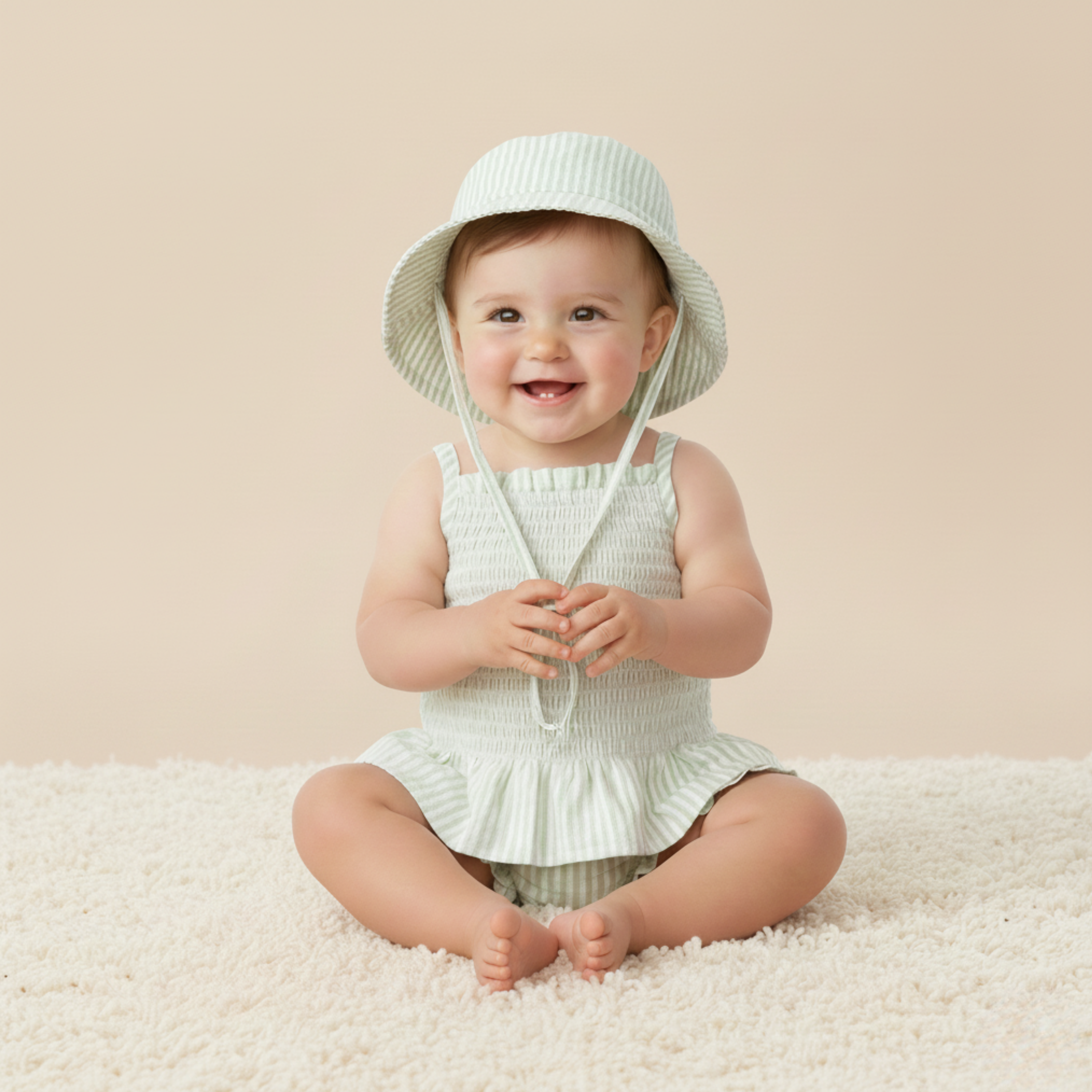 Organic Bucket Sun Hat - Basil Stripes - Aaria Tees Aaria Tees
