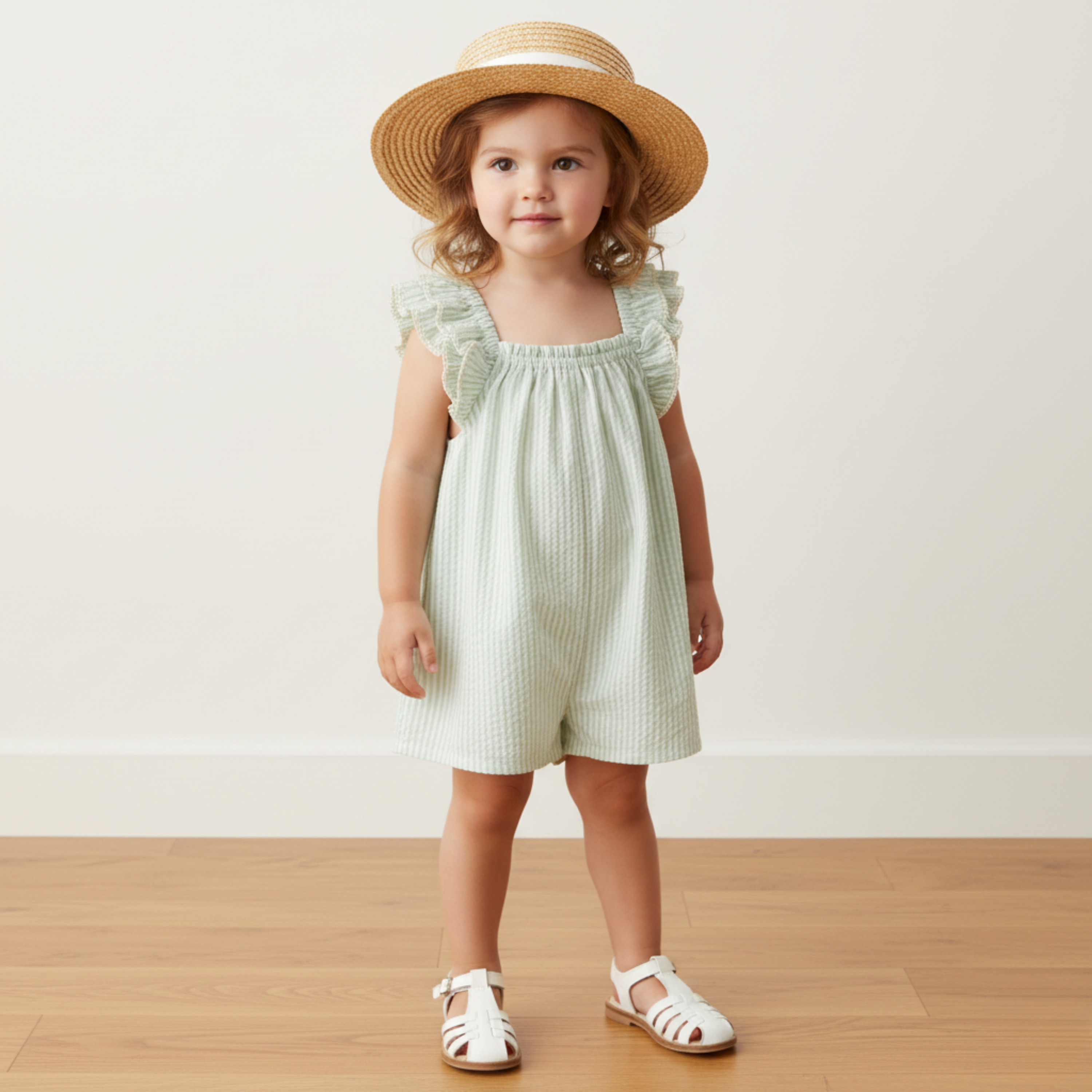 Organic Flutter Jumpsuit - Basil Stripes - Aaria Tees Aaria Tees