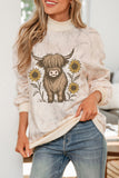 Khaki Western Print Camo Command Casual Sweatshirt Aaria Tees