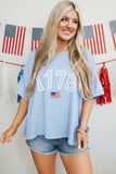 Myosotis 1776 American Flag Print Oversized Tee Aaria Tees