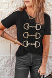 Black Western Horse Bit Printed Relaxed T Shirt - Aaria Tees Aaria Tees