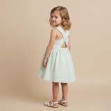 Organic Cross Back Dress - Basil Stripes - Aaria Tees Aaria Tees