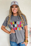 Gray Colorful GAME DAY Graphic Crew T Shirt Aaria Tees