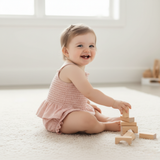 Organic Smocked Top And Bloomer Set - Coral Stripes - Aaria Tees Aaria Tees