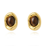 Saylor Tiger Eye Studs Aaria Tees