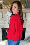 Fiery Red Merry Script Holiday Christmas Graphic Sweatshirt Aaria Tees