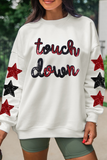 Beige Sequined Touch Down Graphic Star Drop Shoulder Sweatshirt - Aaria Tees Aaria Tees