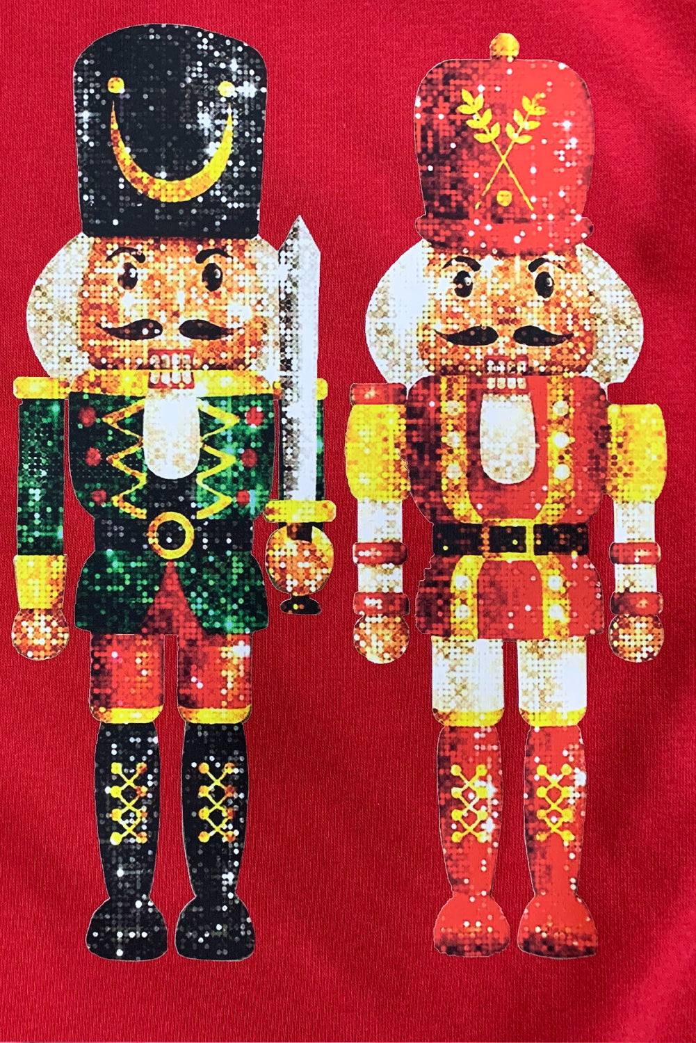 Red Christmas Metallic Nutcracker Graphic Crew Neck Sweatshirt - Aaria Tees Aaria Tees