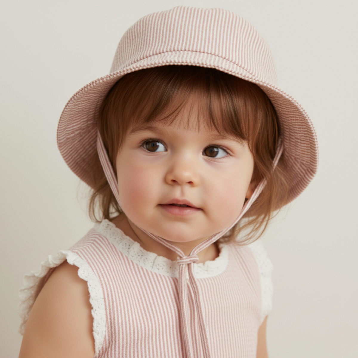Organic Bucket Sun Hat - Coral Stripes - Aaria Tees