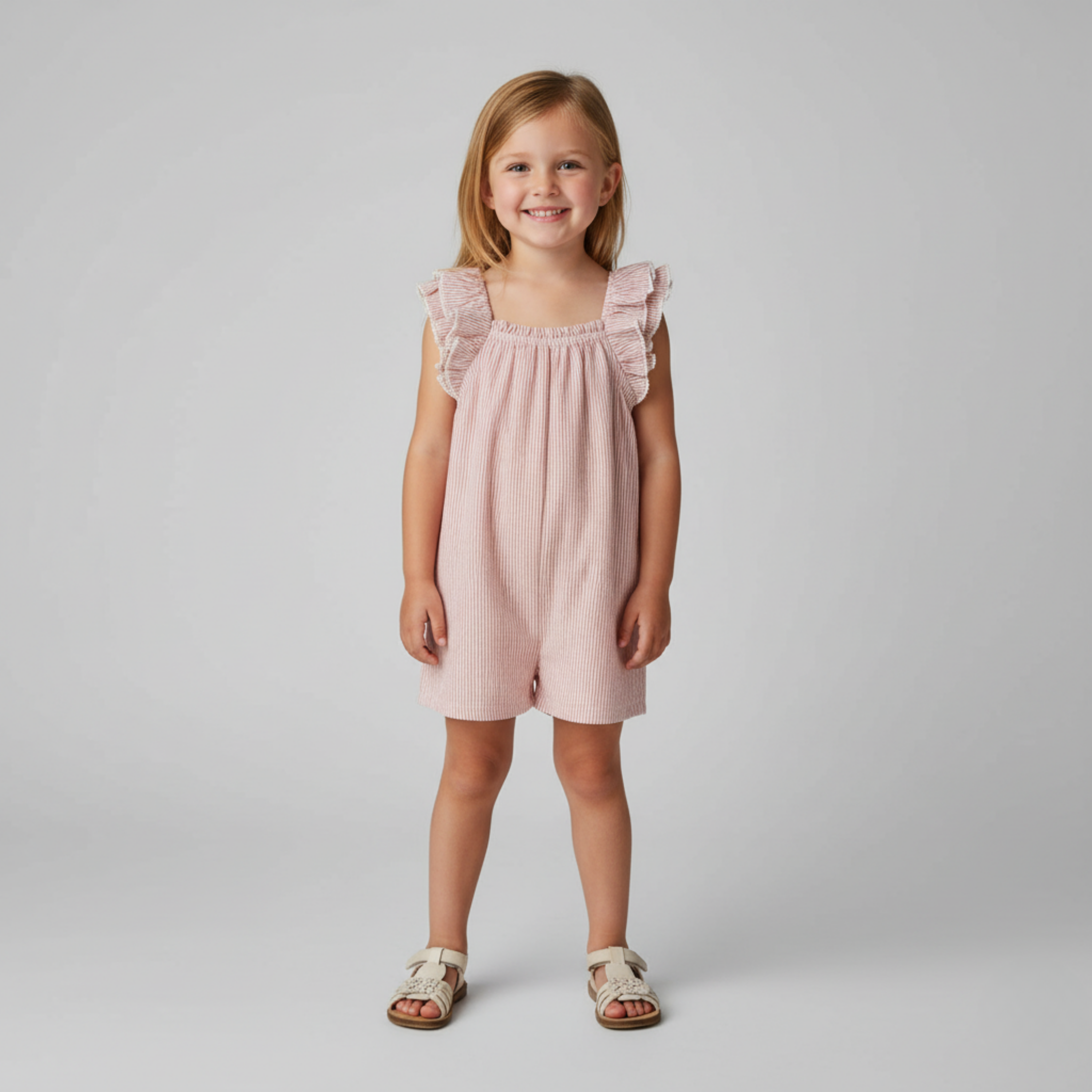 Organic Flutter Jumpsuit - Coral Stripes - Aaria Tees Aaria Tees