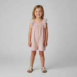 Organic Flutter Jumpsuit - Coral Stripes - Aaria Tees Aaria Tees