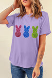Wisteria Easter Shiny Bunny Graphic Crewneck T Shirt - Aaria Tees Aaria Tees