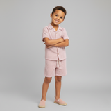Organic Shirt & Shorts Set - Coral Stripes - Aaria Tees Aaria Tees