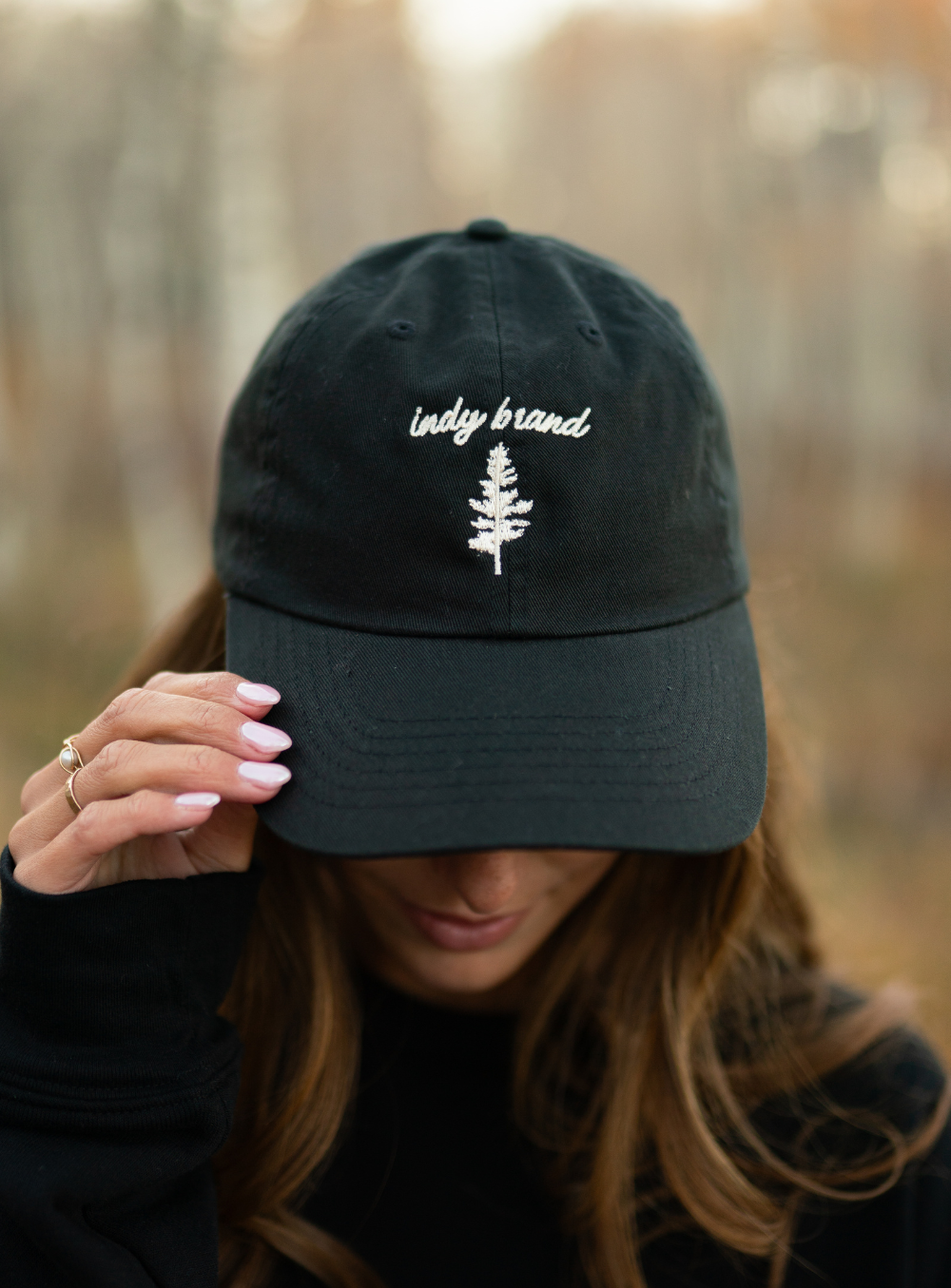 Tree logo dad cap-black - Aaria Tees