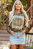 Brown Bleached Halloween Pumpkin Leopard Print Sweatshirt - Aaria Tees Aaria Tees