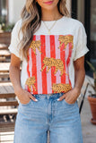Dark Grey Cheetah Striped Print Retro Fashion Graphic Tee - Aaria Tees Aaria Tees