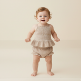 Organic Smocked Top And Bloomer Set - Caramel Check - Aaria Tees Aaria Tees