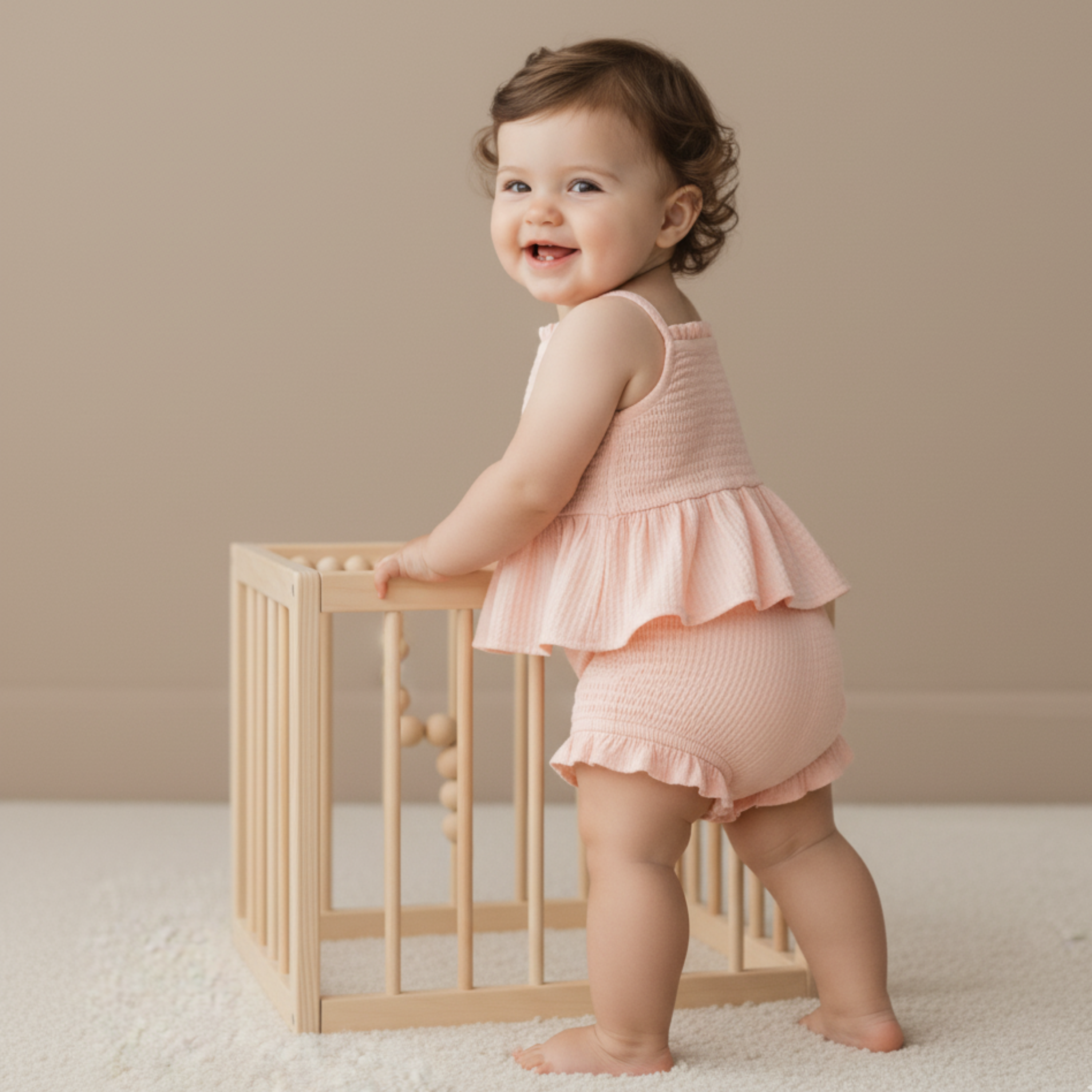 Organic Smocked Top And Bloomer Set - Blush - Aaria Tees Aaria Tees