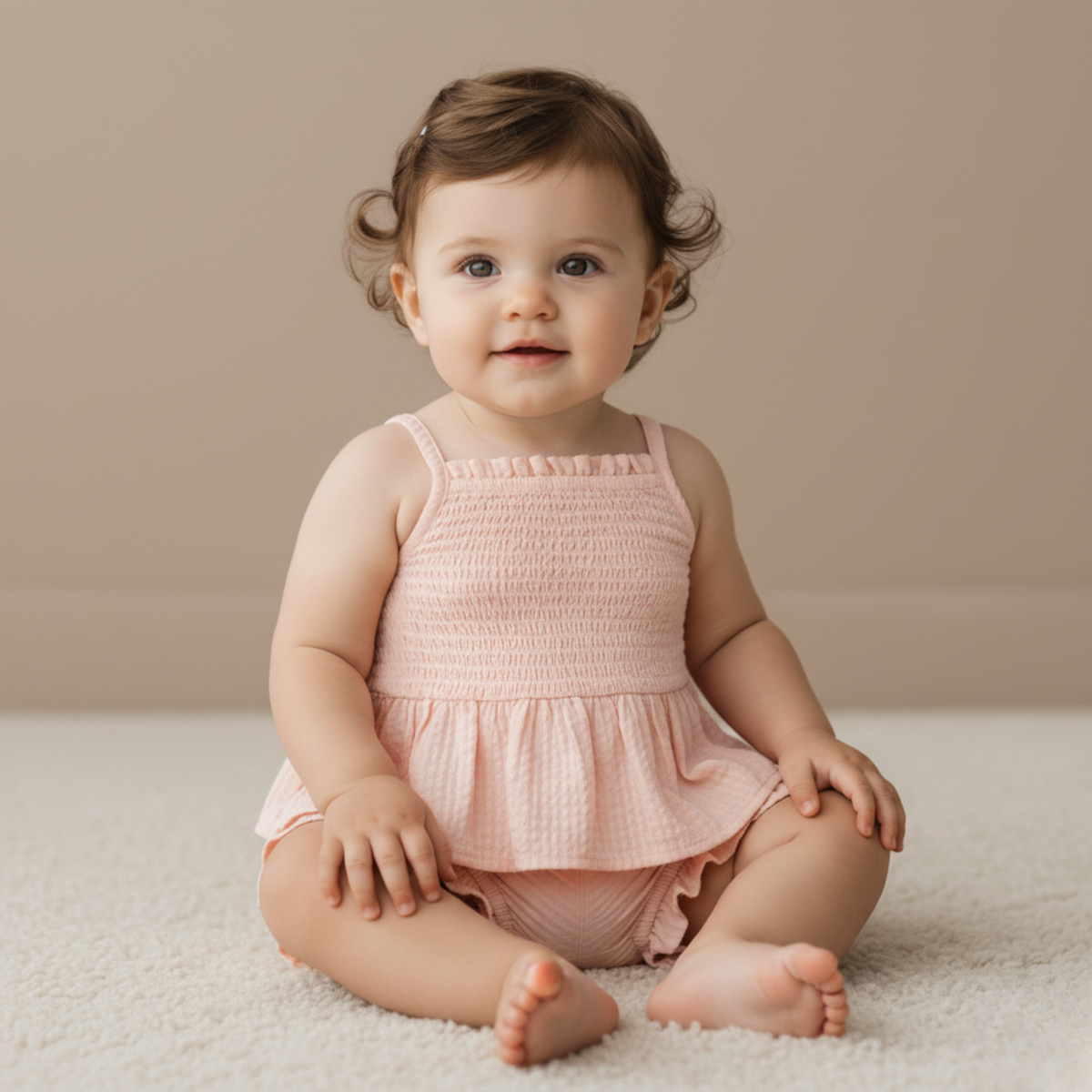 Organic Smocked Top And Bloomer Set - Blush - Aaria Tees