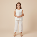 Organic Eyelet Top And Pant Set - Ivory Eyelet - Aaria Tees Aaria Tees
