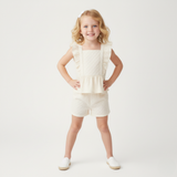 Organic Eyelet Flutter Top And Shorts Set - Ivory Eyelet - Aaria Tees Aaria Tees