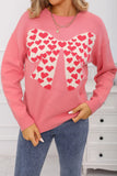 Dusty Pink Heart Bow Graphic Valentine Sweater - Aaria Tees Aaria Tees