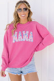 Rose Red Floral MAMA Embroidered Graphic Pullover Sweatshirt - Aaria Tees Aaria Tees