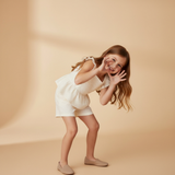 Organic Eyelet Flutter Top And Shorts Set - Ivory Eyelet - Aaria Tees Aaria Tees
