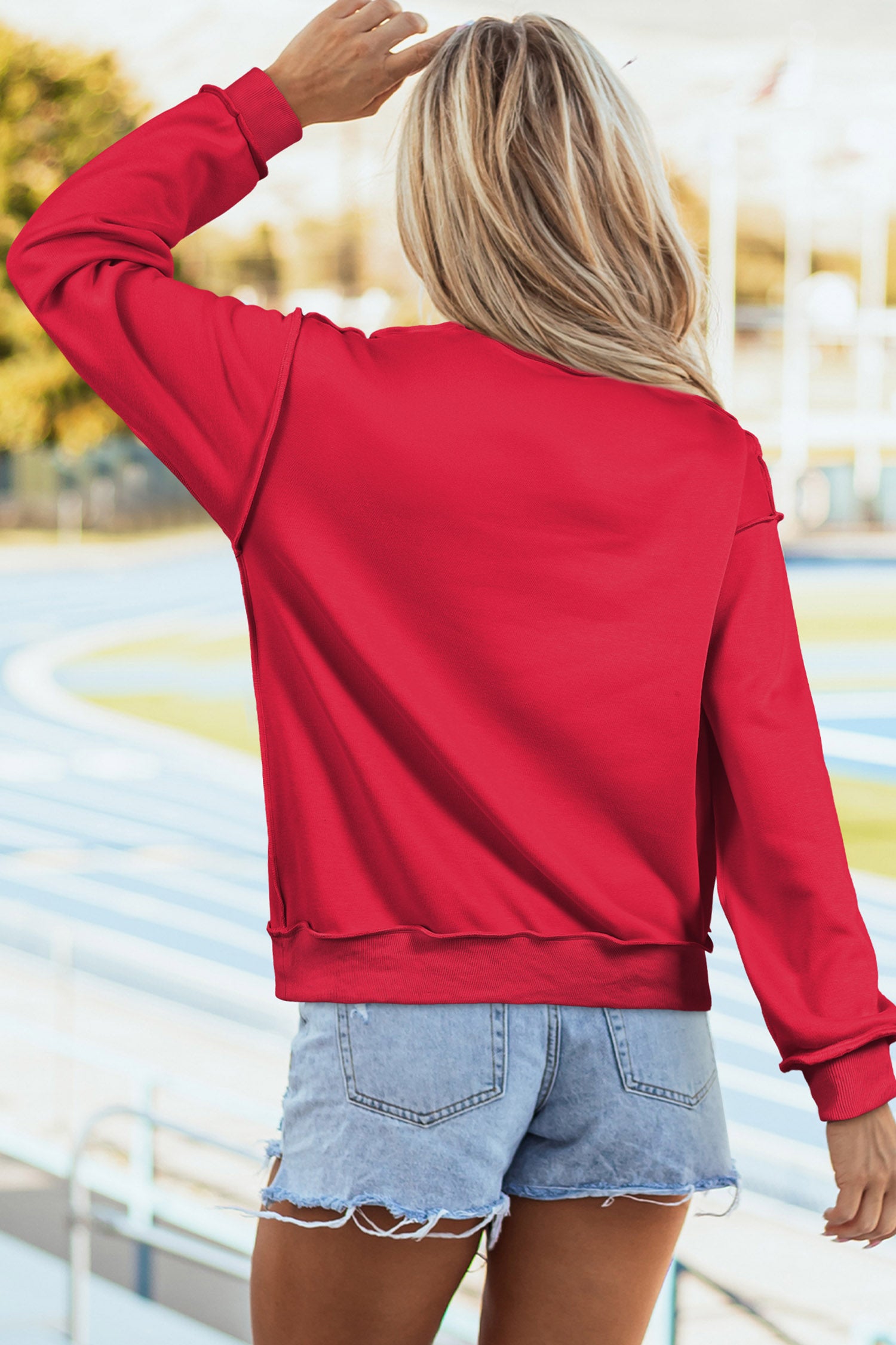 Racing Red American Flag/ USA Double Side Print Reversible Mock Neck Sweatshirt - Aaria Tees Aaria Tees